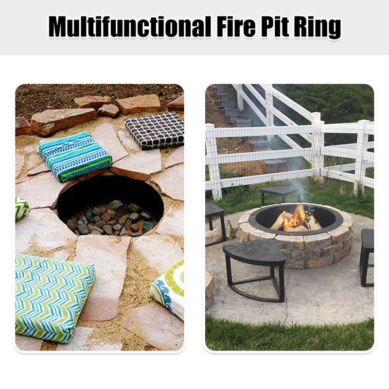 Costway - 36 inch Round Steel Fire Pit Ring Line for Outdoor Backyard