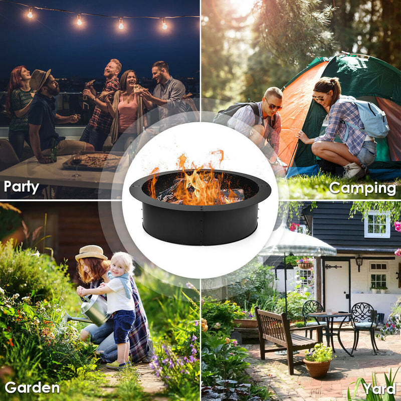 Costway - 36 inch Round Steel Fire Pit Ring Line for Outdoor Backyard