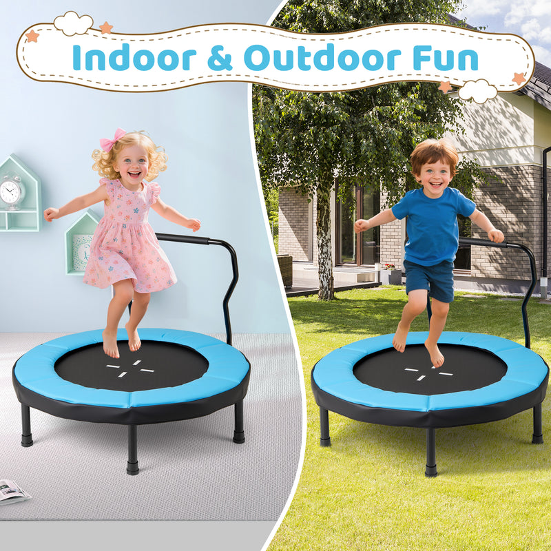 Costway - 40 Inch Trampoline for Kids Indoor Outdoor Fitness Trampoline-Blue