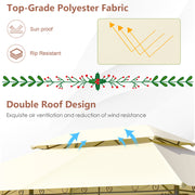 Costway - 10 Feet x 13 Feet Tent Canopy Shelter with Removable Netting Sidewall-Beige