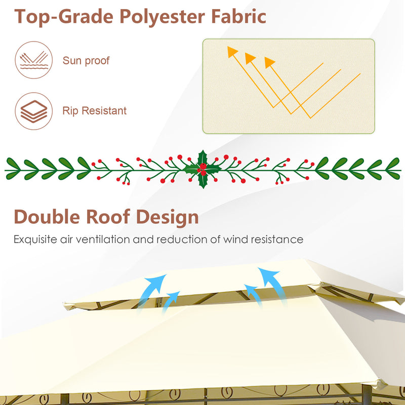 Costway - 10 Feet x 13 Feet Tent Canopy Shelter with Removable Netting Sidewall-Beige