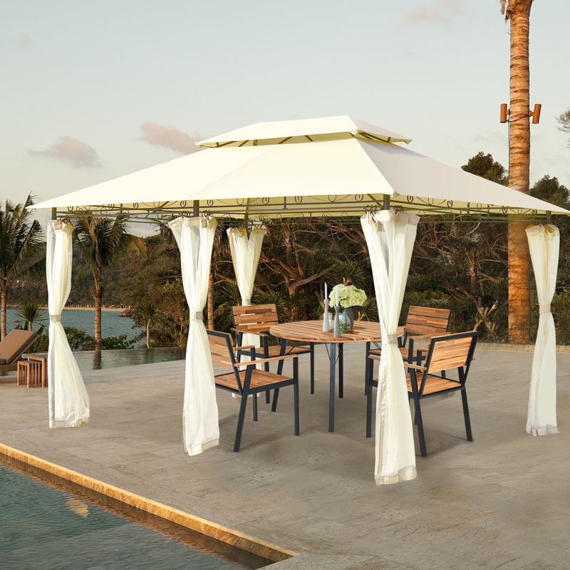 Costway - 10 Feet x 13 Feet Tent Canopy Shelter with Removable Netting Sidewall-Beige