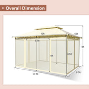 Costway - 10 Feet x 13 Feet Tent Canopy Shelter with Removable Netting Sidewall-Beige