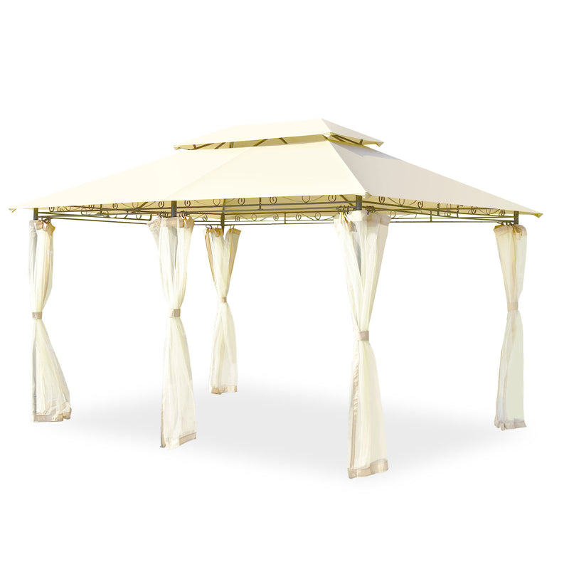 Costway - 10 Feet x 13 Feet Tent Canopy Shelter with Removable Netting Sidewall-Beige