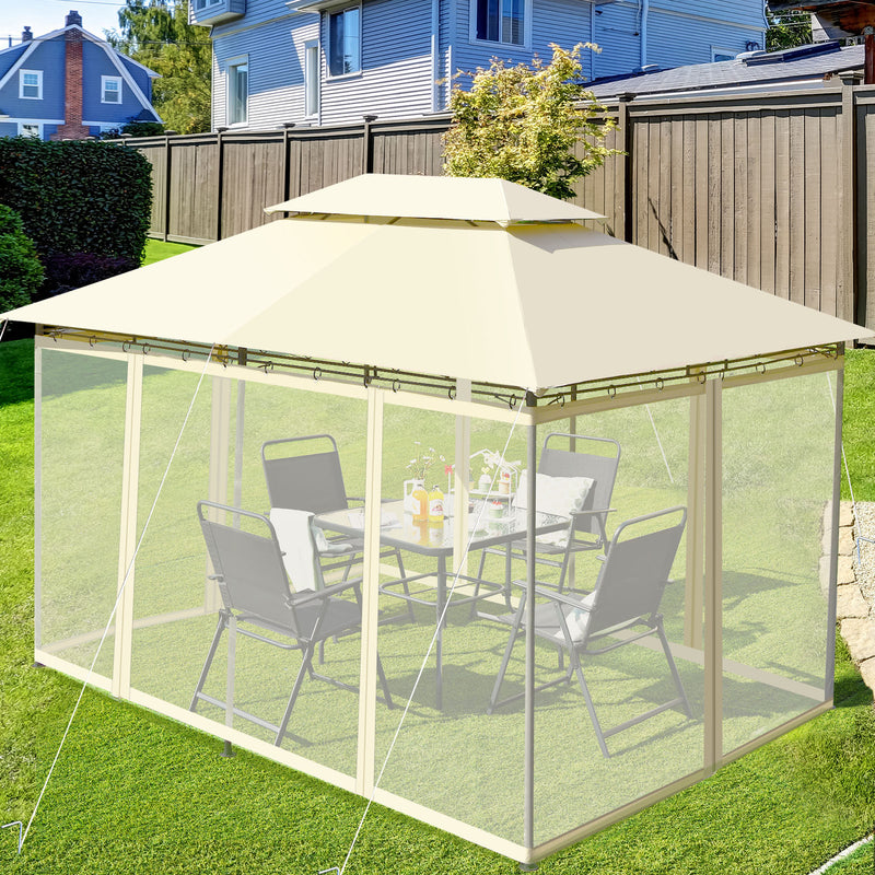 Costway - 10 Feet x 13 Feet Tent Canopy Shelter with Removable Netting Sidewall-Beige