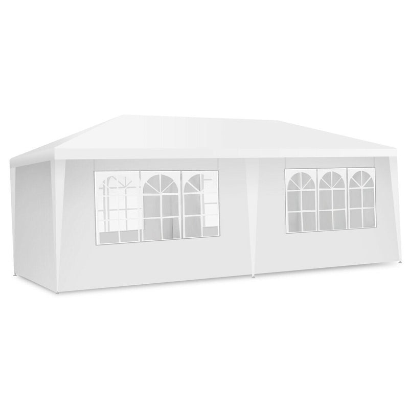 Costway - 10 x 20 Feet 6 Sidewalls Canopy Tent with Carry Bag-White