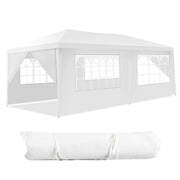 Costway - 10 x 20 Feet 6 Sidewalls Canopy Tent with Carry Bag-White