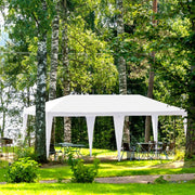 Costway - 10 x 20 Feet 6 Sidewalls Canopy Tent with Carry Bag-White
