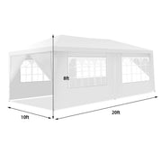 Costway - 10 x 20 Feet 6 Sidewalls Canopy Tent with Carry Bag-White