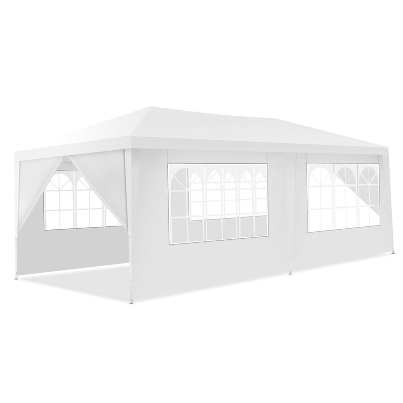 Costway - 10 x 20 Feet 6 Sidewalls Canopy Tent with Carry Bag-White
