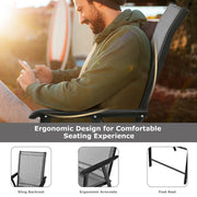 Costway - 4-Pack Patio Folding Chairs Portable for Outdoor Camping-Gray
