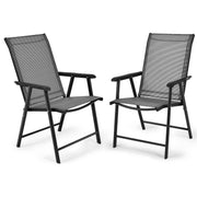 Costway - 4-Pack Patio Folding Chairs Portable for Outdoor Camping-Gray