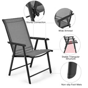 Costway - 4-Pack Patio Folding Chairs Portable for Outdoor Camping-Gray
