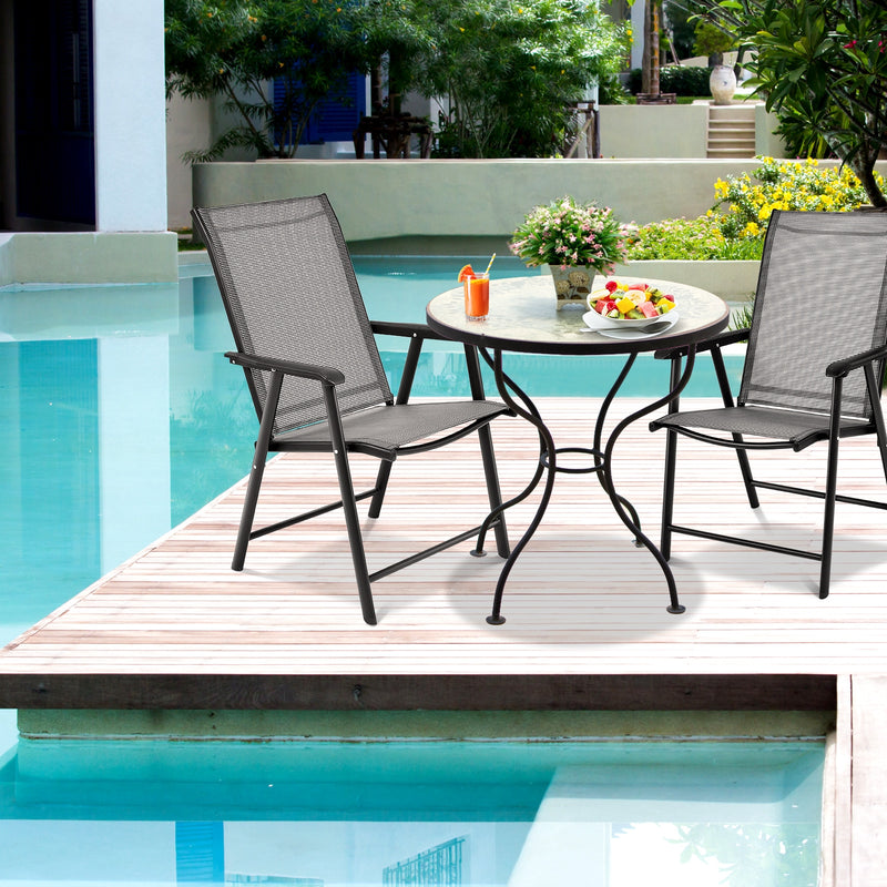 Costway - 4-Pack Patio Folding Chairs Portable for Outdoor Camping-Gray