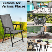 Costway - 4-Pack Patio Folding Chairs Portable for Outdoor Camping-Gray