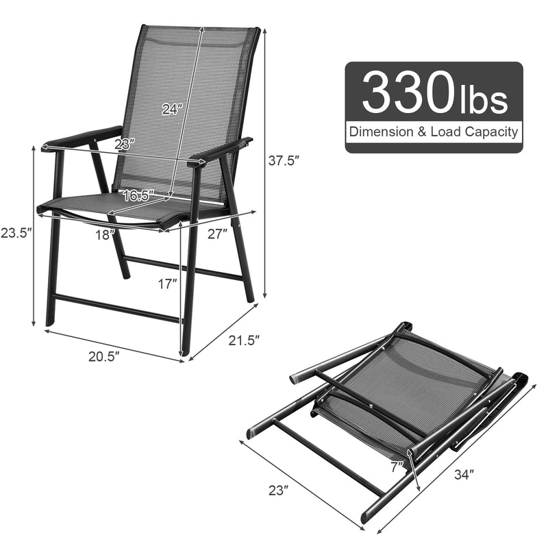 Costway - 4-Pack Patio Folding Chairs Portable for Outdoor Camping-Gray