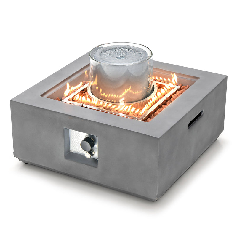 Costway - 28 Inch 50000 BTU Patio Square Propane Fire Pit with PVC Cover-Gray