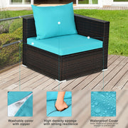 Costway - 5 Pieces Patio Rattan Furniture Set with Coffee Table-Turquoise