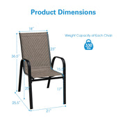 Costway - 6 Pieces Patio Stackable Dining Chairs with Curved Armrests and Breathable Fabric
