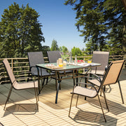 Costway - 6 Pieces Patio Stackable Dining Chairs with Curved Armrests and Breathable Fabric