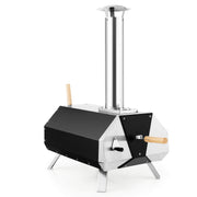 Outdoor Pizza Oven with Pizza Stone and Foldable Legs for Camping - Black