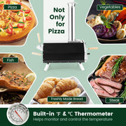 Outdoor Pizza Oven with Pizza Stone and Foldable Legs for Camping - Black