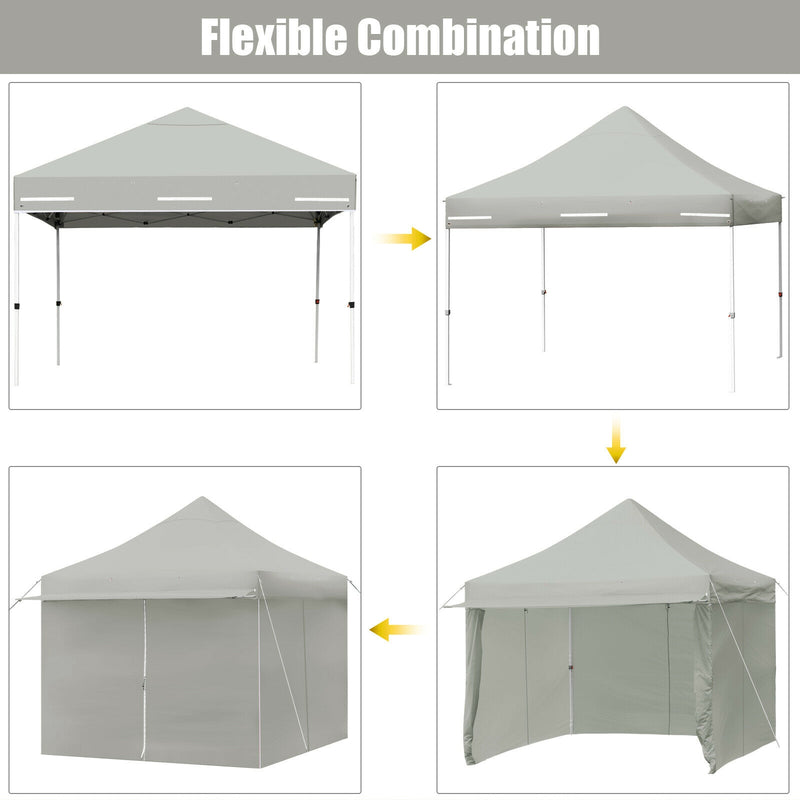 Costway - 10 x 10 Feet Pop up Gazebo with 4 Height and Adjust Folding Awning-Gray