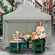 Costway - 10 x 10 Feet Pop up Gazebo with 4 Height and Adjust Folding Awning-Gray