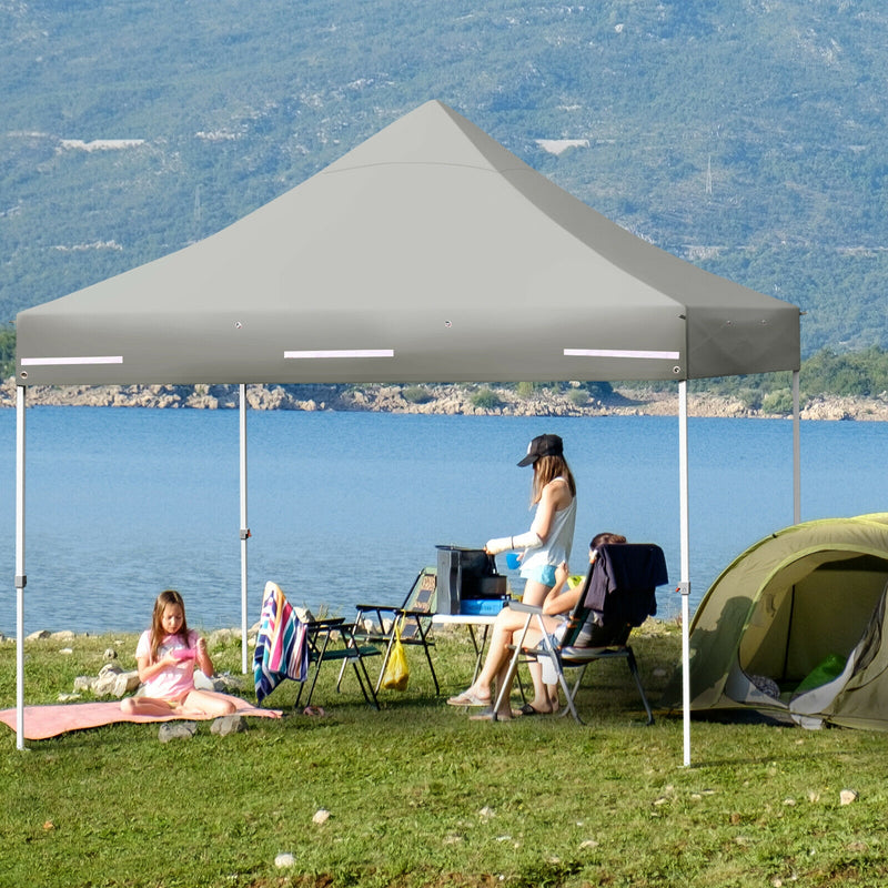 Costway - 10 x 10 Feet Pop up Gazebo with 4 Height and Adjust Folding Awning-Gray