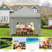 Costway - 10 x 10 Feet Pop up Gazebo with 4 Height and Adjust Folding Awning-Gray