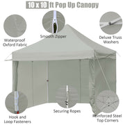 Costway - 10 x 10 Feet Pop up Gazebo with 4 Height and Adjust Folding Awning-Gray