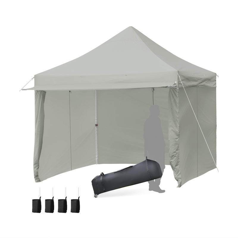 Costway - 10 x 10 Feet Pop up Gazebo with 4 Height and Adjust Folding Awning-Gray