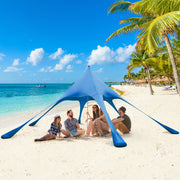 Costway - 20 x 20 Feet Beach Canopy Tent with UPF50+ Sun Protection and Shovel-Blue
