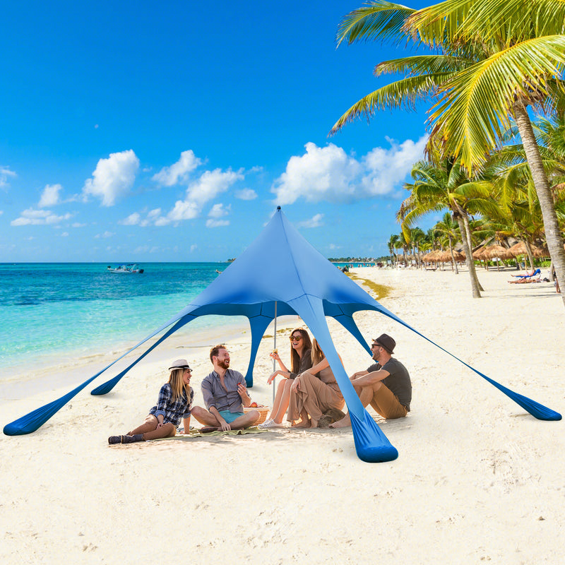 Costway - 20 x 20 Feet Beach Canopy Tent with UPF50+ Sun Protection and Shovel-Blue