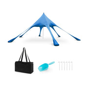 Costway - 20 x 20 Feet Beach Canopy Tent with UPF50+ Sun Protection and Shovel-Blue