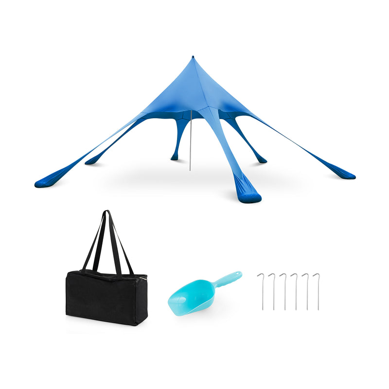 Costway - 20 x 20 Feet Beach Canopy Tent with UPF50+ Sun Protection and Shovel-Blue