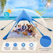Costway - 20 x 20 Feet Beach Canopy Tent with UPF50+ Sun Protection and Shovel-Blue