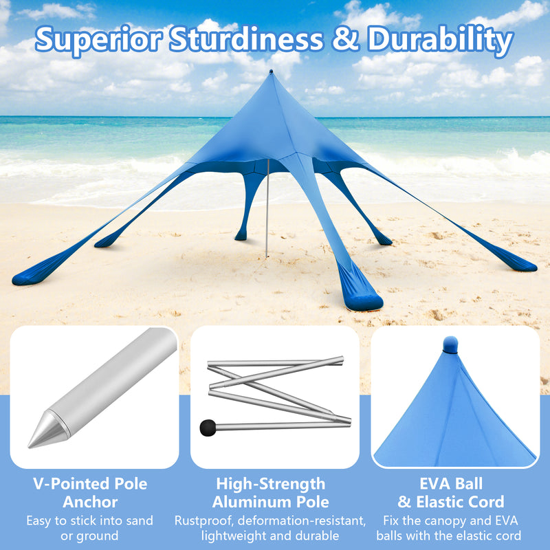 Costway - 20 x 20 Feet Beach Canopy Tent with UPF50+ Sun Protection and Shovel-Blue