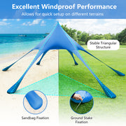 Costway - 20 x 20 Feet Beach Canopy Tent with UPF50+ Sun Protection and Shovel-Blue