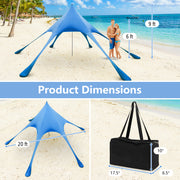 Costway - 20 x 20 Feet Beach Canopy Tent with UPF50+ Sun Protection and Shovel-Blue