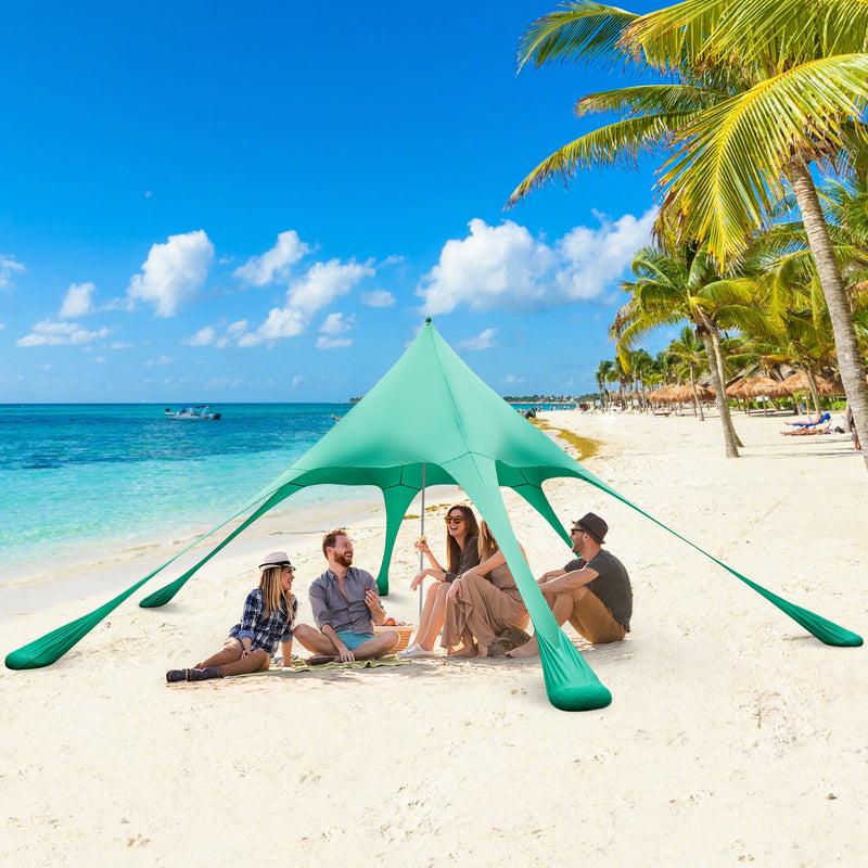 Costway - 20 x 20 Feet Beach Canopy Tent with UPF50+ Sun Protection and Shovel-Green