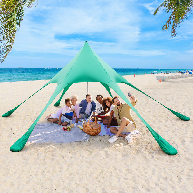 Costway - 20 x 20 Feet Beach Canopy Tent with UPF50+ Sun Protection and Shovel-Green