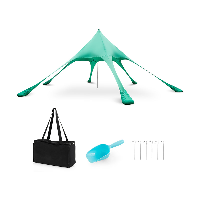Costway - 20 x 20 Feet Beach Canopy Tent with UPF50+ Sun Protection and Shovel-Green