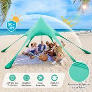 Costway - 20 x 20 Feet Beach Canopy Tent with UPF50+ Sun Protection and Shovel-Green