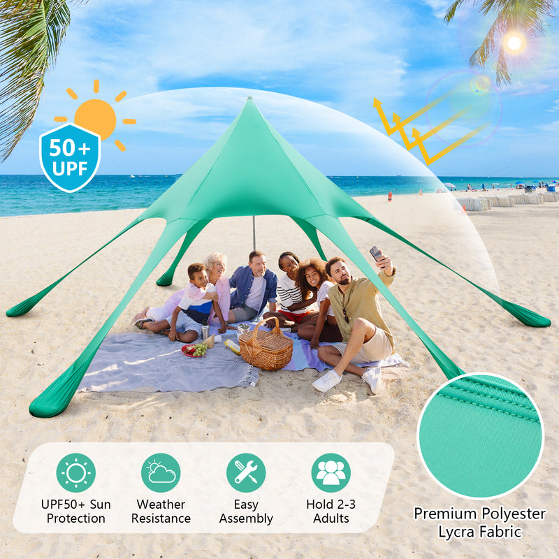 Costway - 20 x 20 Feet Beach Canopy Tent with UPF50+ Sun Protection and Shovel-Green