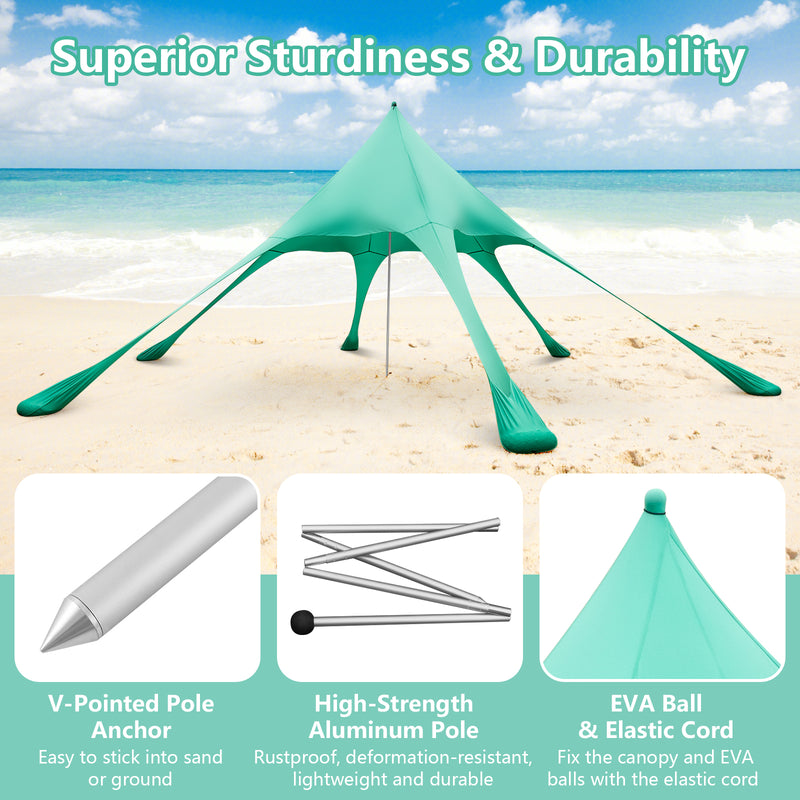 Costway - 20 x 20 Feet Beach Canopy Tent with UPF50+ Sun Protection and Shovel-Green