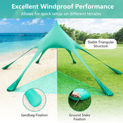 Costway - 20 x 20 Feet Beach Canopy Tent with UPF50+ Sun Protection and Shovel-Green