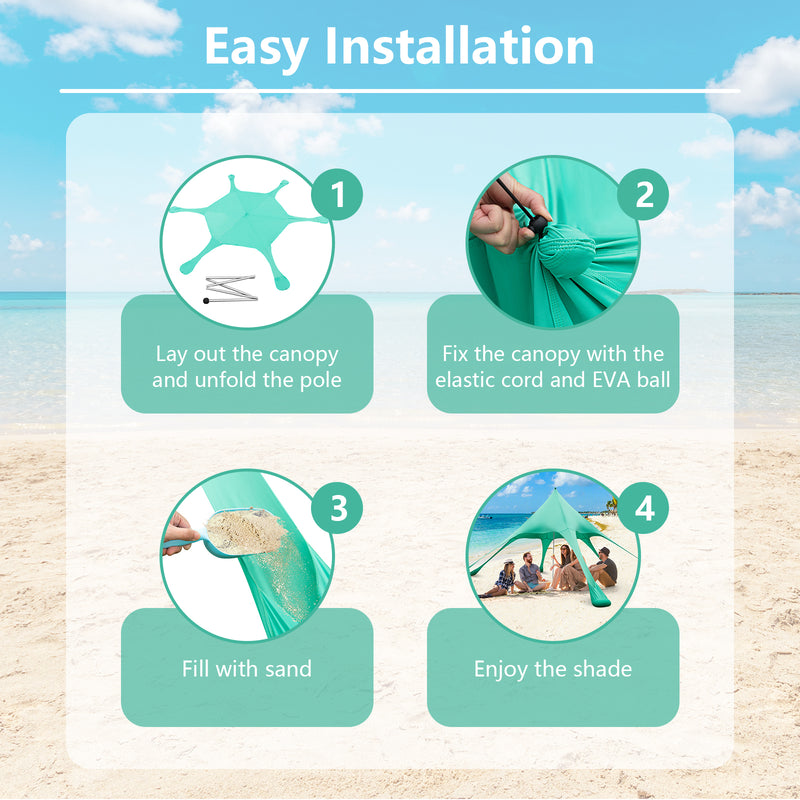 Costway - 20 x 20 Feet Beach Canopy Tent with UPF50+ Sun Protection and Shovel-Green