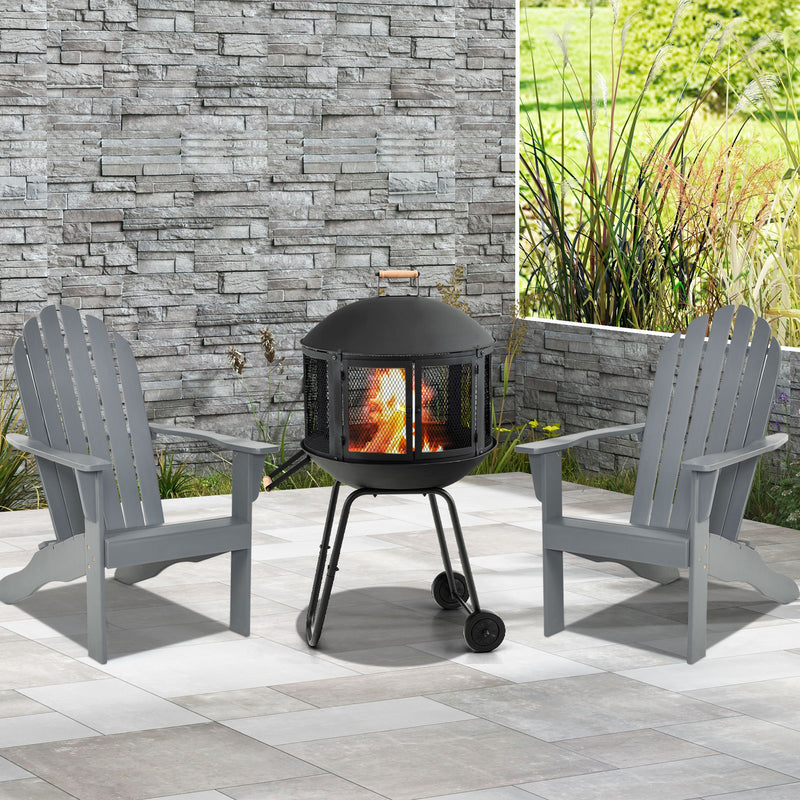 Costway - 28 Inch Portable Fire Pit on Wheels with Log Grate-Black
