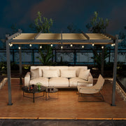 Costway - 10 x 13 Feet Outdoor Aluminum Retractable Pergola Canopy Shelter-Beige